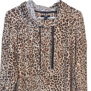 Simply Vera Vera Wang‎ Womens XL Leopard Print Velour Hoodie Tunic Loungewear